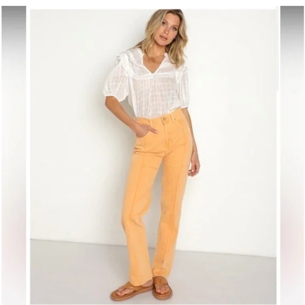 Pistola Exposed Seams Cassie Super High Rise Straight Jeans Fun yellow